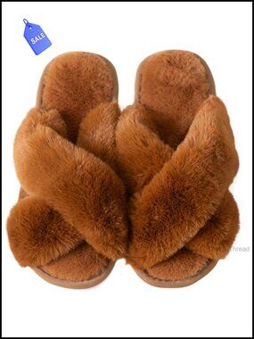 Memory Foam Fuzzy Slippers Open Toe Cozy Plush House Shoes Women